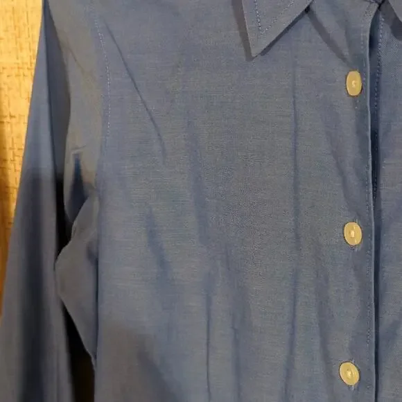 Eddie Bauer Blue Cotton Stretch Wrinkle Resistant Button Down Shirt Women's Sz M - Picture 2 of 8